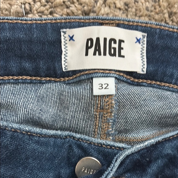 PAIGE Dark Blue Distressed Denim Shorts - Picture 2 of 4